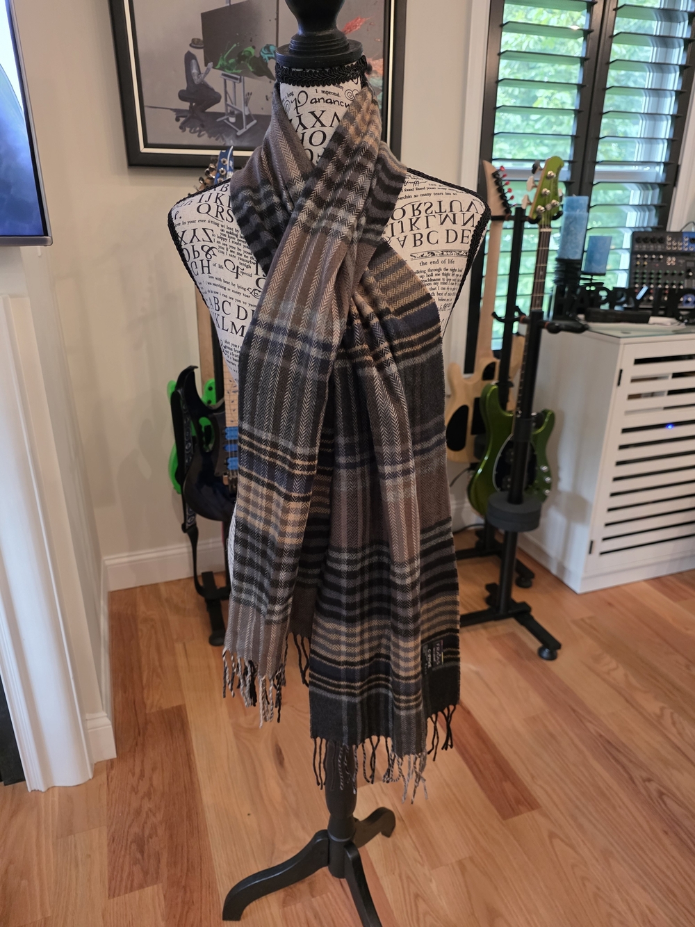Men's Plaid Fringe Scarf